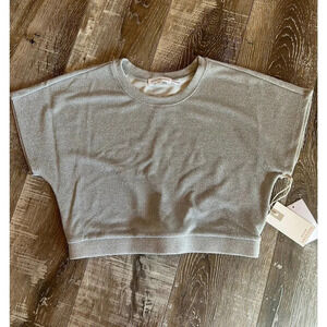 NWT Good American Silver Metallic Glittery Crop Top Size Large /3 shimmery Y2K
